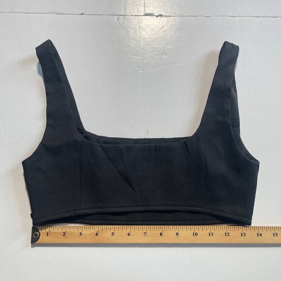 Princess Polly Black Tank Cropped Square Beck Huxley Top Size US 4 - Picture 6 of 7